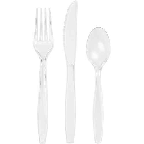 3-Piece Disposable Party Cutlery Sets - 7.5" - Clear - Club Pack of 216 - IMAGE 1