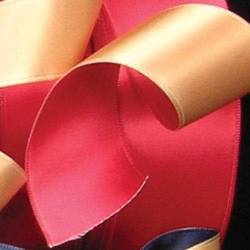 Red and Gold Double Faced French Wired Craft Ribbon 1" x 54 Yards - IMAGE 1