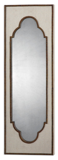 36" Eclectic Beige and Rust Brown Moroccan Inspired Framed Antiqued Wall Mirror - IMAGE 1