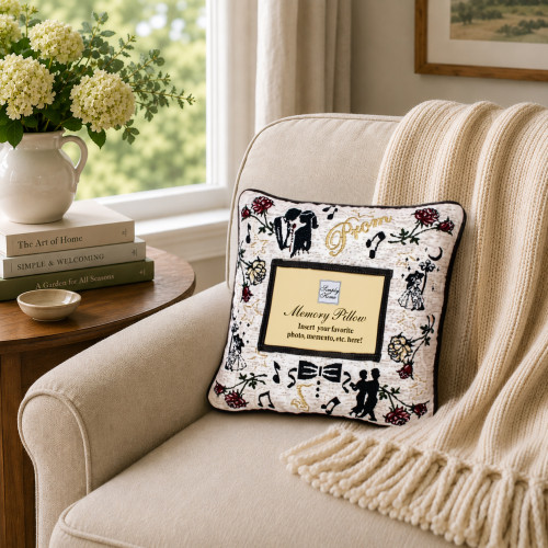 12" Prom Memory Themed Square Throw Pillow with Photo Insert - IMAGE 1