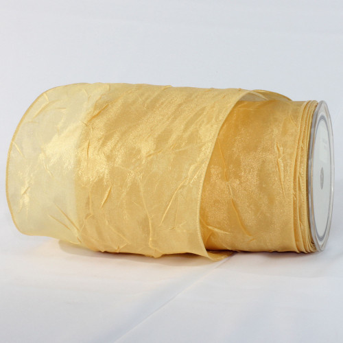 Gold Crinkled Solid Wired Craft Ribbon 6" x 27 Yards - IMAGE 1