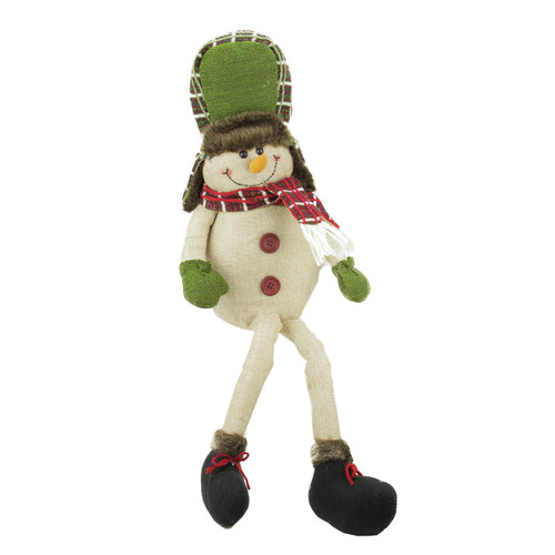 25" Plush Plaid Snowman Hat Shelf Sitter Christmas Figurine - IMAGE 1