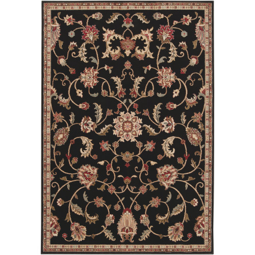 10' x 13' Floral Black and Brown Shed-Free Rectangular Area Throw Rug - IMAGE 1