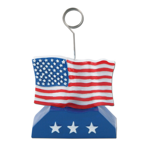 Pack of 6 Red and Blue Flag 4th of July Photo or Balloon Holder Party Decorations 6 oz. - IMAGE 1