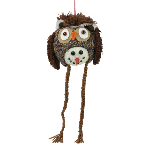 14" Storybook Garden Snowman with Plush Owl Hat Christmas Ornament - IMAGE 1