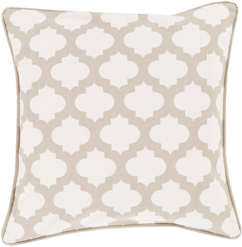 18" Tan Brown and Ivory Moroccan Lattice Square Throw Pillow - Down Filler - IMAGE 1