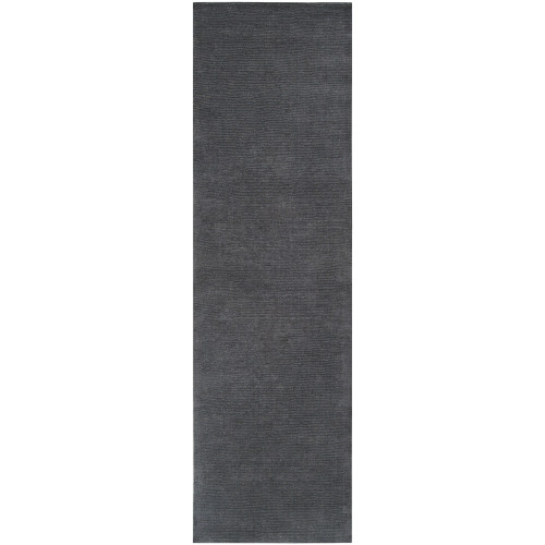 2.5' x 8' Charcoal Gray Solid Hand Loomed Rectangular Area Throw Rug Runner - IMAGE 1
