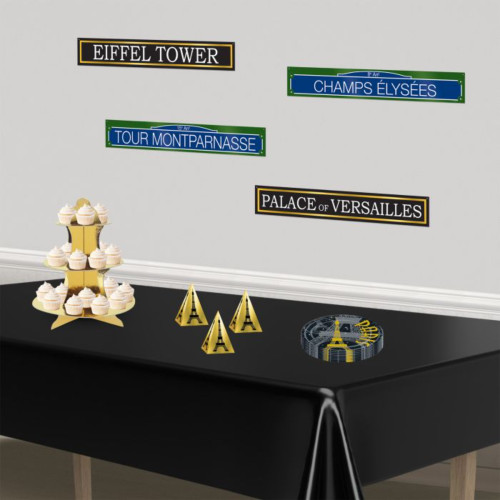 French Street Sign Cutout Wall Decoration Props  - 24" - Black  and  Gold - Pack of 48 - IMAGE 1