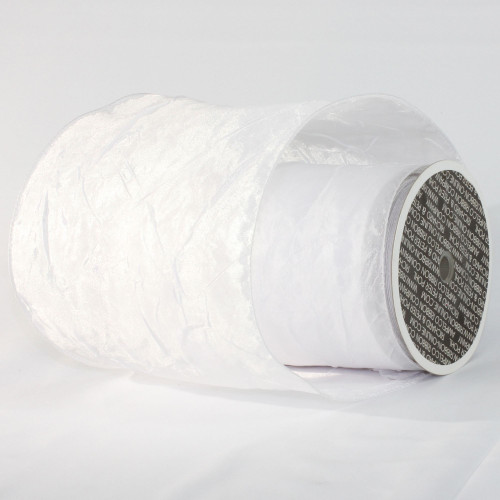 White Crinkled Solid Wired Craft Ribbon 6" x 27 Yards - IMAGE 1
