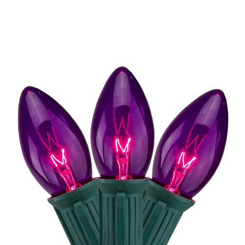Transparent C9 Christmas String Lights - Purple - 24' Green Wire - 25ct - IMAGE 1