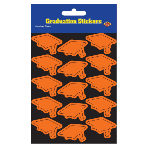 Graduation Cap Stickers - Orange - Pack of 720 - IMAGE 1