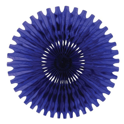 Club Pack of 12 Blue Tissue Fan Hanging Decorations 25" - IMAGE 1