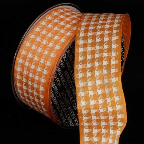 Orange and White Wired Craft Ribbon 1.5" x 27 Yards - IMAGE 1