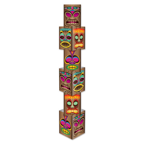 Pack of 6 Brown and Pink Polynesian Tiki Column Party Decors 5.75' - IMAGE 1