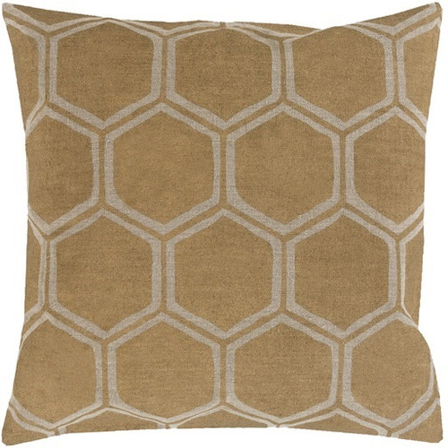 18" Gold and Brown Contemporary Hexagons Square Throw Pillow - IMAGE 1