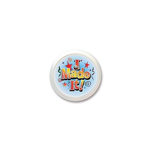 Pack of 6 Multicolored "I Made It!" Decorative Blinking Buttons 2" - IMAGE 1