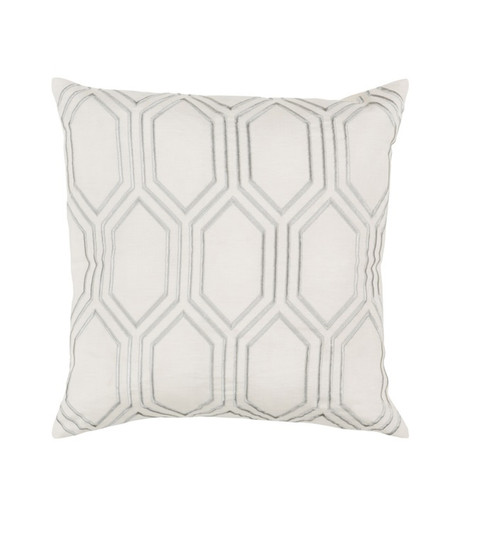 22" White and Gray Geometric Square Throw Pillow - IMAGE 1