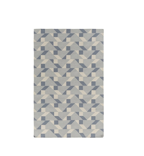 4' x 6' Labyrinth Cube Gray and Blue Hand Woven Rectangular Area Throw Rug - IMAGE 1