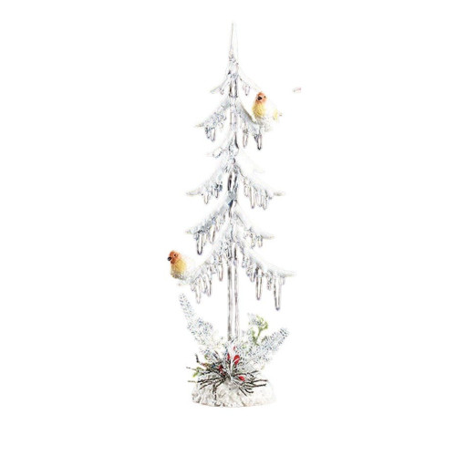 LED Lighted  Icicle Tree with Birds Christmas Decoration - 11.5" - Set of 2 - IMAGE 1