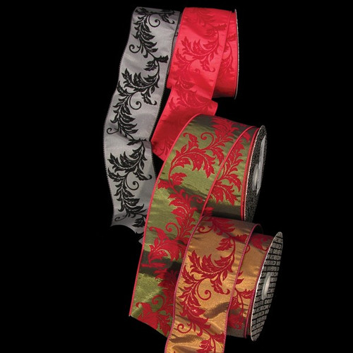 Elegant Black and White Sheer Deco Swirl Wired Craft Ribbon 2.5" x 20 Yards - IMAGE 1