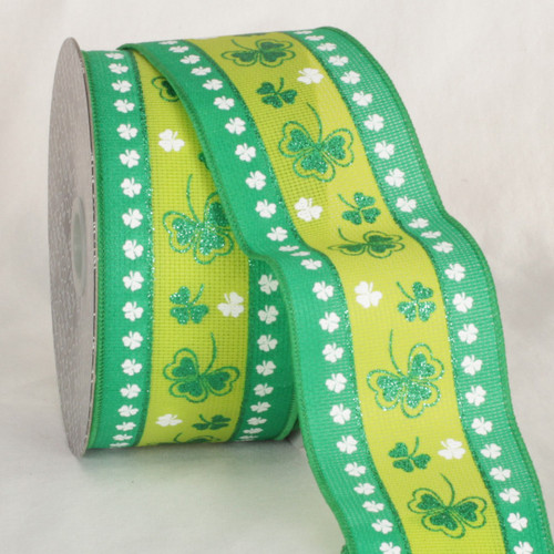 Green Saint Patrick's Day Wired Craft Ribbon 2.5" x 20 Yards - IMAGE 1