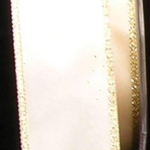 Cream White and Gold Woven Edge Craft Ribbon 0.25" x 220 Yards - IMAGE 1