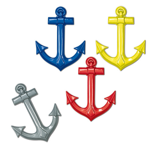 Club Pack of 24 Vibrantly-Colored Nautical Cruise Ship Anchors Party Decorations 25" - IMAGE 1
