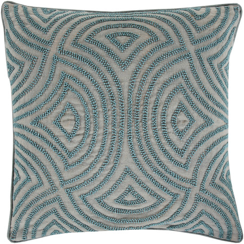 20" Blue and Stone Gray Contemporary Square Throw Pillow - Down Filler - IMAGE 1