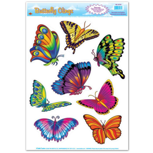 Club Pack of 96 Colorful Butterfly Spring or Summer Window Cling Decorations 17" - IMAGE 1