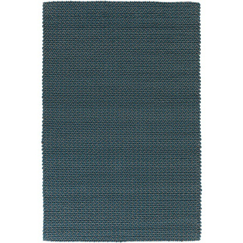 8' x 11' Teal Blue and Charcoal Gray Hand Tufted Rectangular Area Throw Rug - IMAGE 1