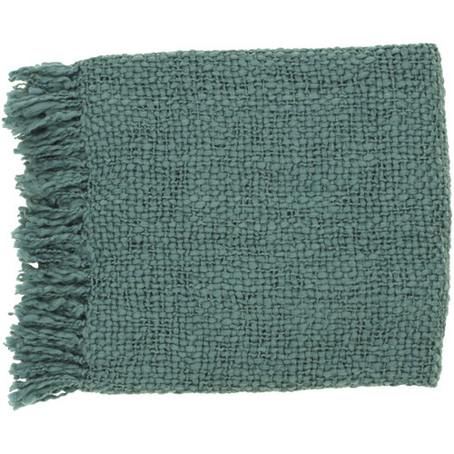 51" x 71" Belle Vie Dark Teal Wool Throw Blanket - IMAGE 1