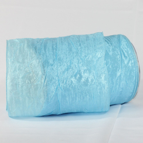 Light Blue Crinkled Solid Wired Craft Ribbon 6" x 27 Yards - IMAGE 1