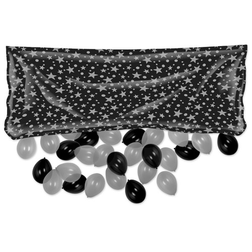 Club Pack of 12 Black and Silver Decorative Party Balloon Bags 80" - IMAGE 1