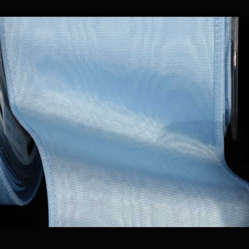 Sky Blue Solid Moire Wired Craft Ribbon 2.5" x 40 Yards - IMAGE 1