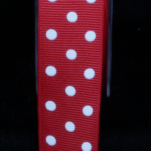 Red and White Polka Dots Woven Grosgrain Craft Ribbon 1" x 88 Yards - IMAGE 1