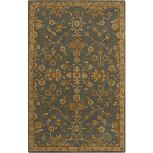 9' x 12' French Elegance Livid Blue, Rusted Brown and Chocolate Hand-Tufted Wool Area Throw Rug - IMAGE 1