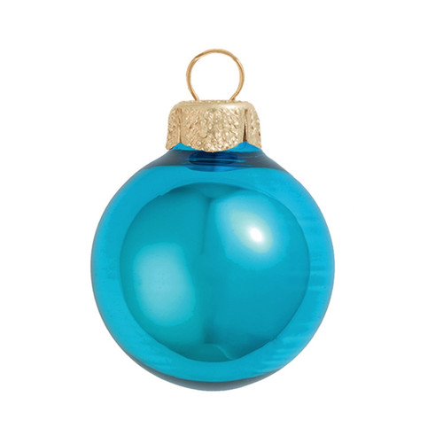 Shiny Finish Glass Christmas Ball Ornaments - 2.75" (70mm) - Blue - 12ct - IMAGE 1