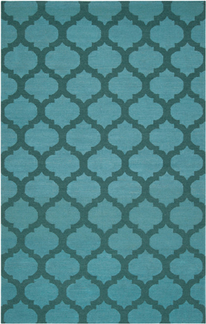8' x 11' Gated Passage Teal Blue and Green Hand Woven Wool Area Throw Rug - IMAGE 1