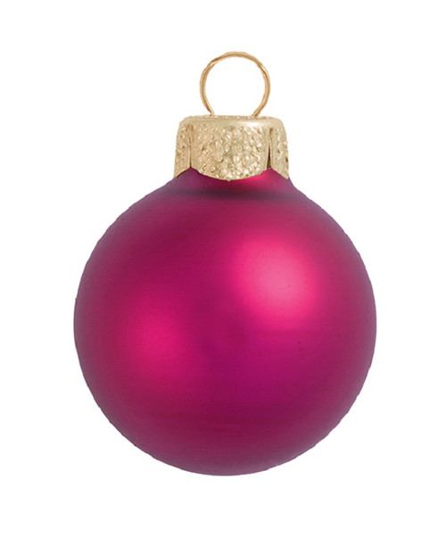 Matte Finish Glass Christmas Ball Ornaments - 3.25" (80mm) - Pink - 8ct - IMAGE 1