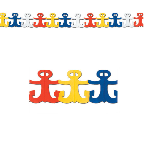 Club Pack of 12 Vibrantly-Colored Nautical Anchor Garland Party Decorations 12' - IMAGE 1