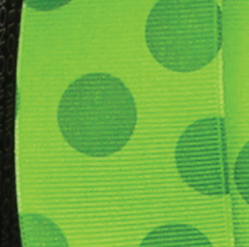 Green Polka Dotted Wired Craft Ribbon 1.5" x 27 Yards - IMAGE 1