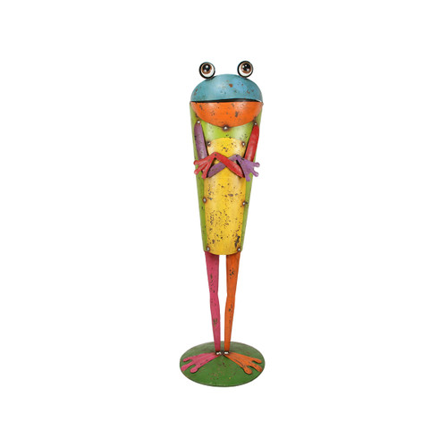 24" Vibrant Colored Distressed Finished Frog Outdoor Garden Planter - IMAGE 1