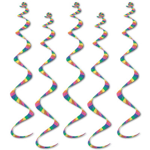 Club Pack of 30 Multi-Color Striped Spiral Streamers 24" - IMAGE 1