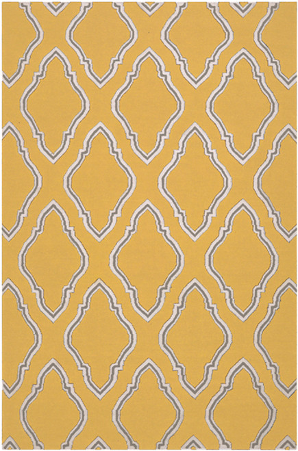 1.5' x 1.5' Diamond Scroll Yellow, White and Gray Area Throw Rug Corner Sample - IMAGE 1