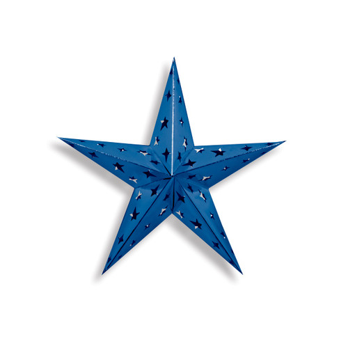 Club pack of 12 Starry Night Themed Blue 3-D Foil Star Cutout Party Decorations 12" - IMAGE 1