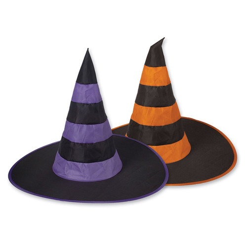 Club Pack of 12 Assorted Colors Halloween Nylon Witch Hats - IMAGE 1