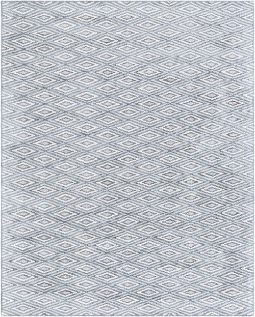 8' x 10' Diamond Fields Charcoal Gray and Cream White Hand Tufted Area Throw Rug - IMAGE 1