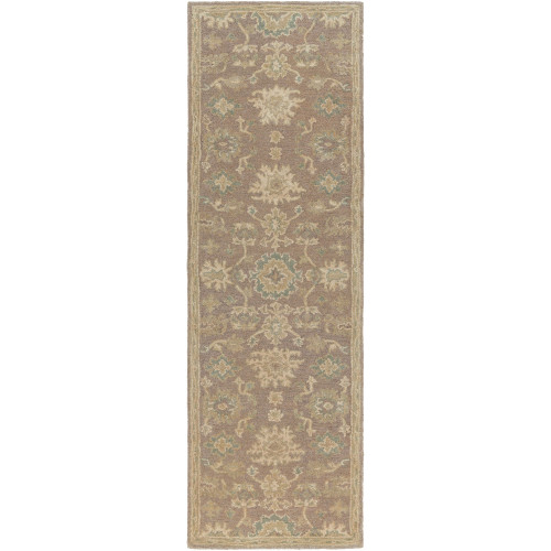 2.5' x 8' Oriental Camel Brown and Gray Hand Tufted Rectangular Wool Area Throw Rug Runner - IMAGE 1