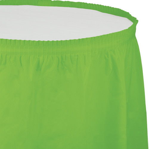 Pack of 6 Fresh Lime Green Pleated Disposable Picnic Party Table Skirts 14' - IMAGE 1