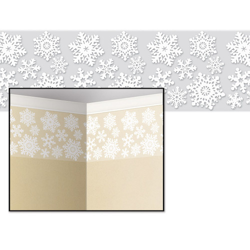 Pack of 6 Christmas Holiday Decorative Snowflake Border 24" x 30' - IMAGE 1